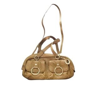 Y2K soft genuine leather weave satchel handbag with tags.